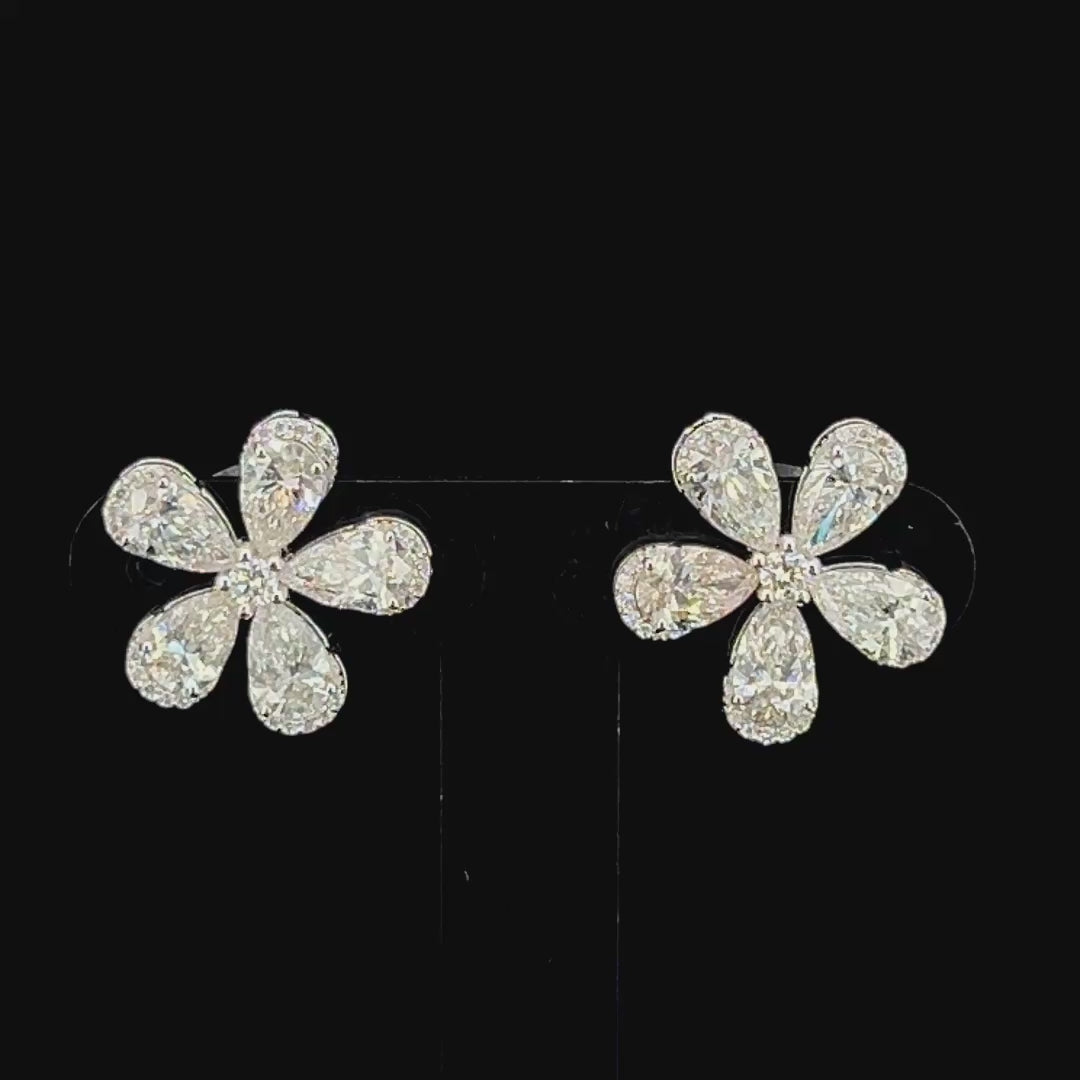 Floral Diamond Stud Earrings