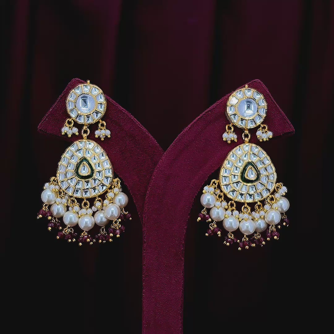 Royal Polki Diamond Drop Earrings in 18K Gold