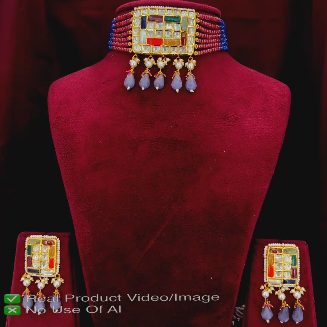 Natural Diamond Polki Necklace Sets with Authentic Craftsmanship
