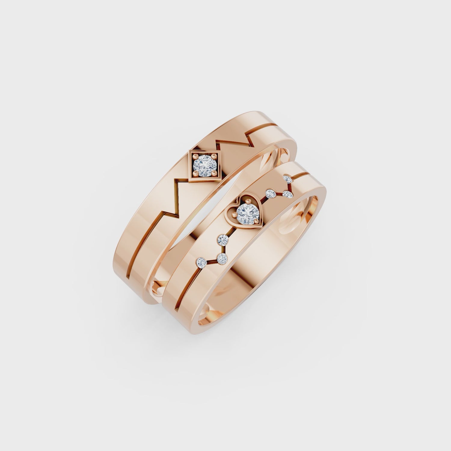Luve' Bonds – Lab-Grown Diamond Compass Couple Bands