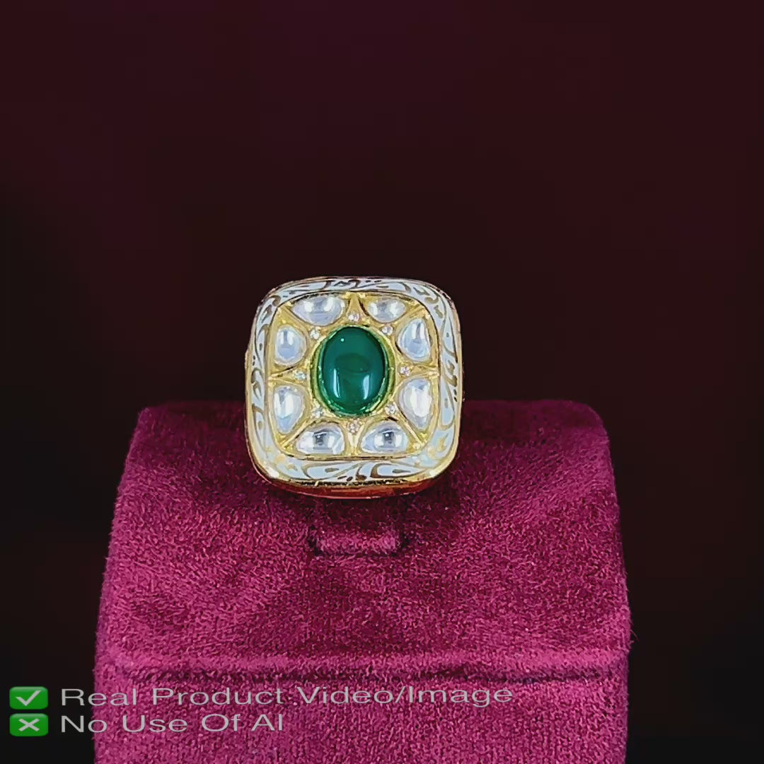 Certified Natural Polki Diamond Rings in Gold