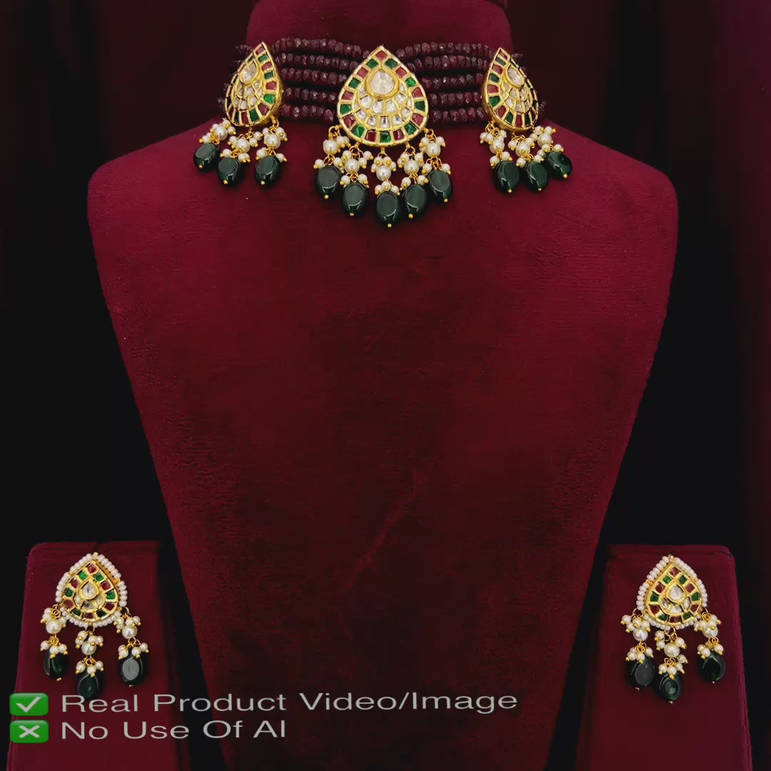 Elegant Emerald Natural Diamond  Choker Set