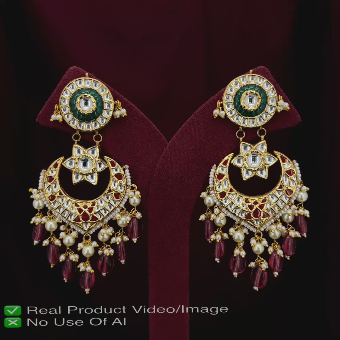 Gold Polki Earrings with Authentic Craftsmanship