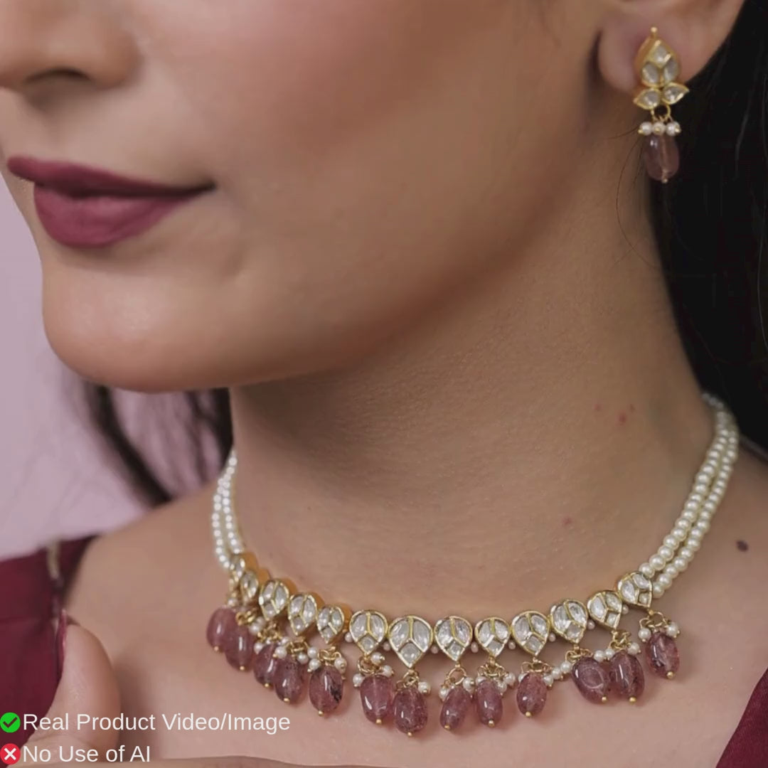 Designer Natural Diamond Polki Necklace Sets