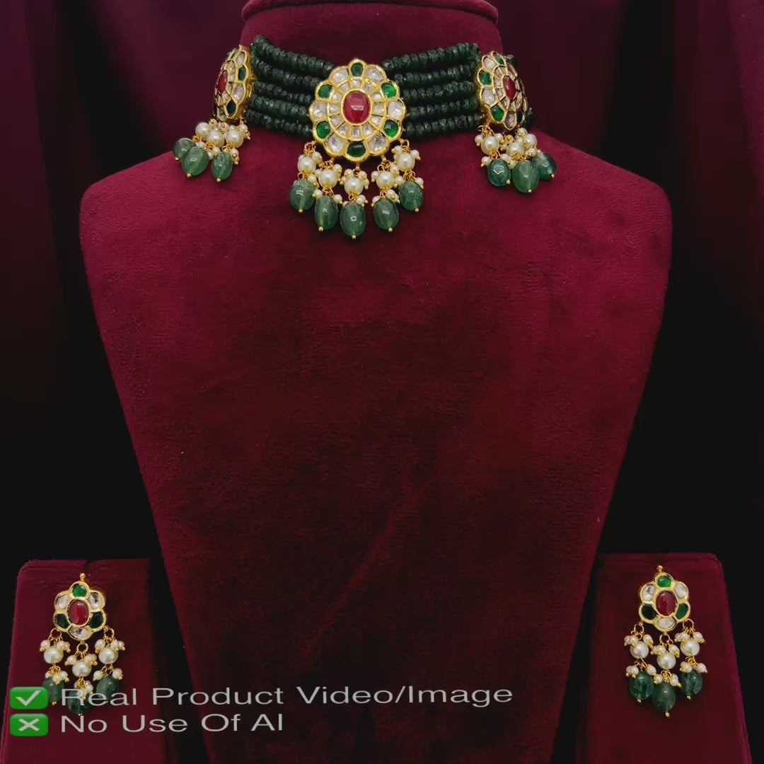 Natural Diamond Polki Choker Set