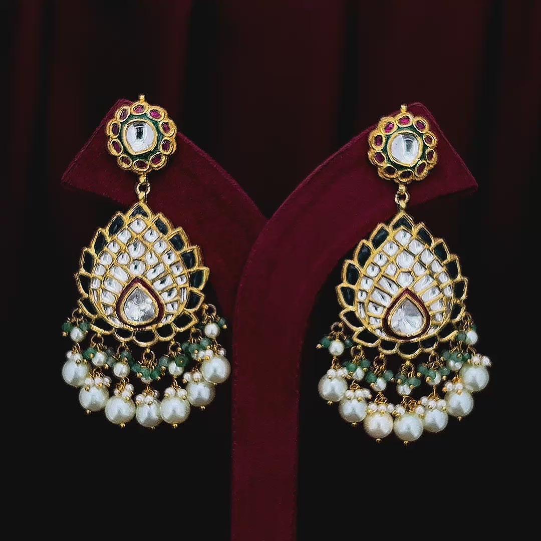 Luxury Polki Diamond Earrings for Women in Hallmarked Gold