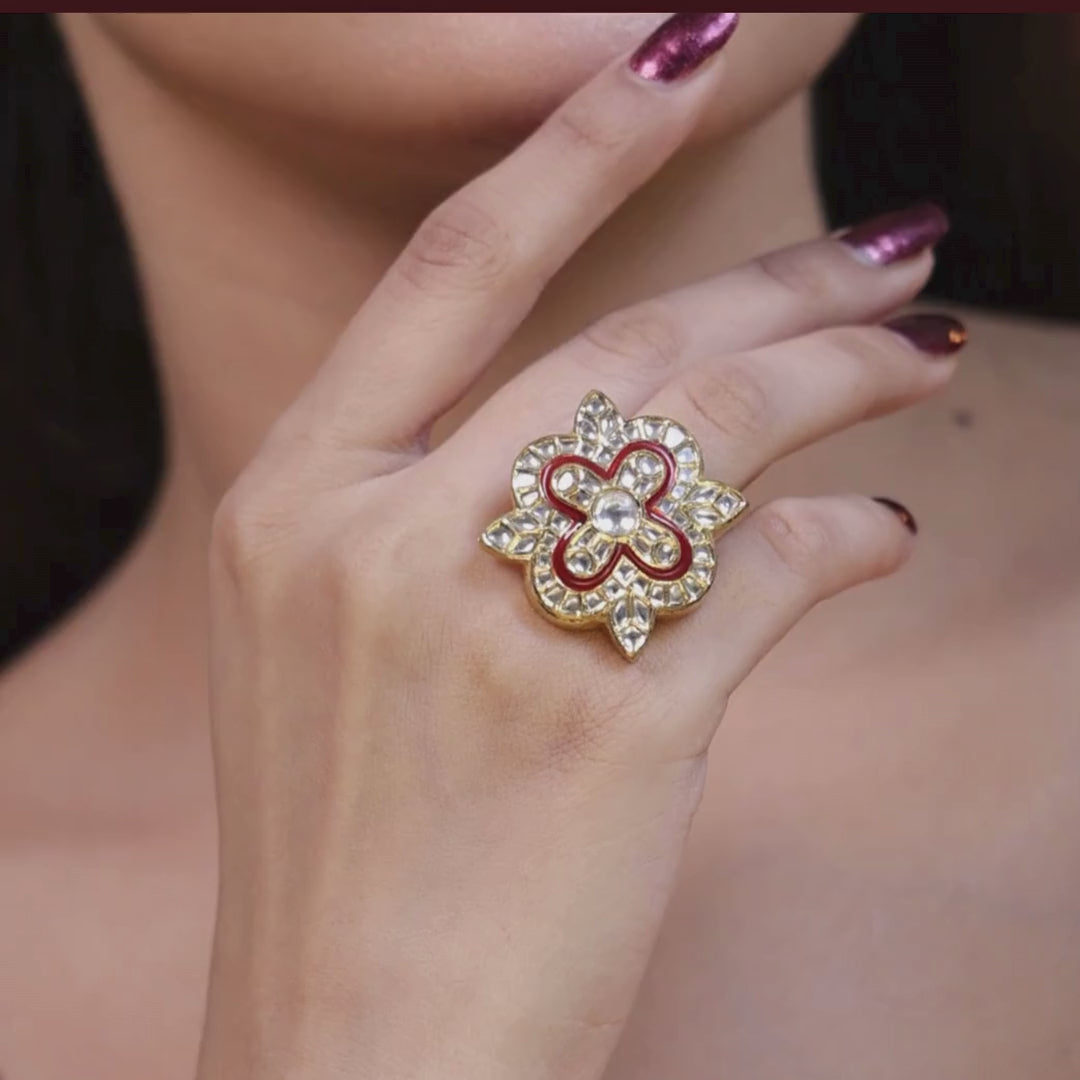 Handmade Polki Diamond Rings in Gold