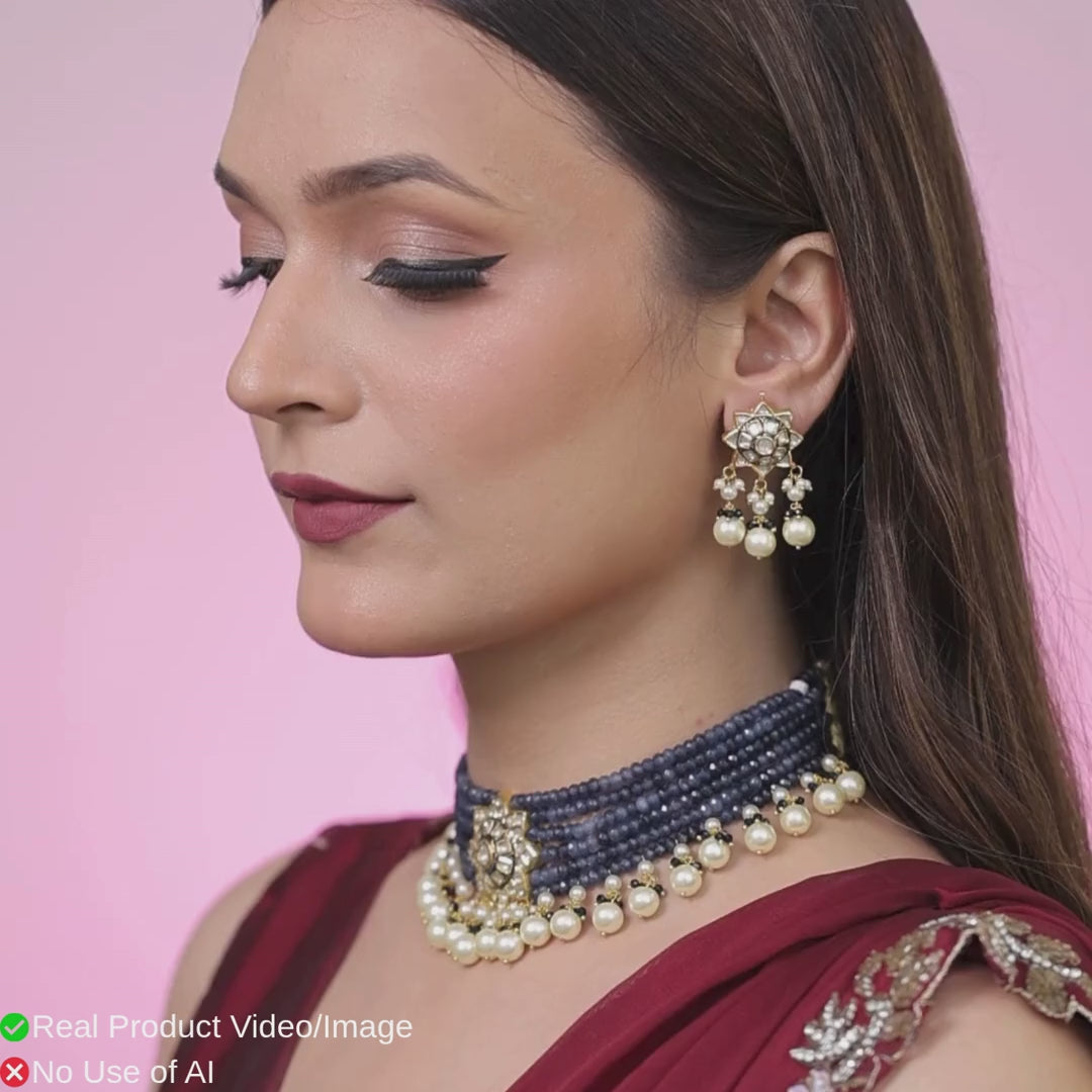 Authentic Polki Bridal Necklace Sets in Gold
