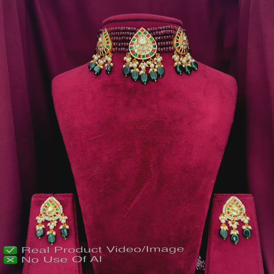 Elegant Emerald Natural Diamond  Choker Set