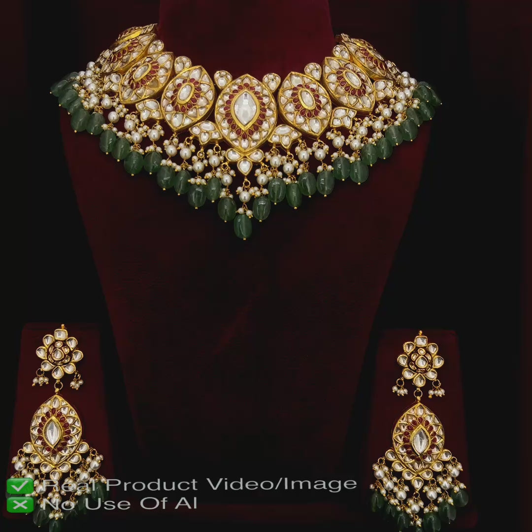 Natural Diamond Polki Necklace Sets for Brides