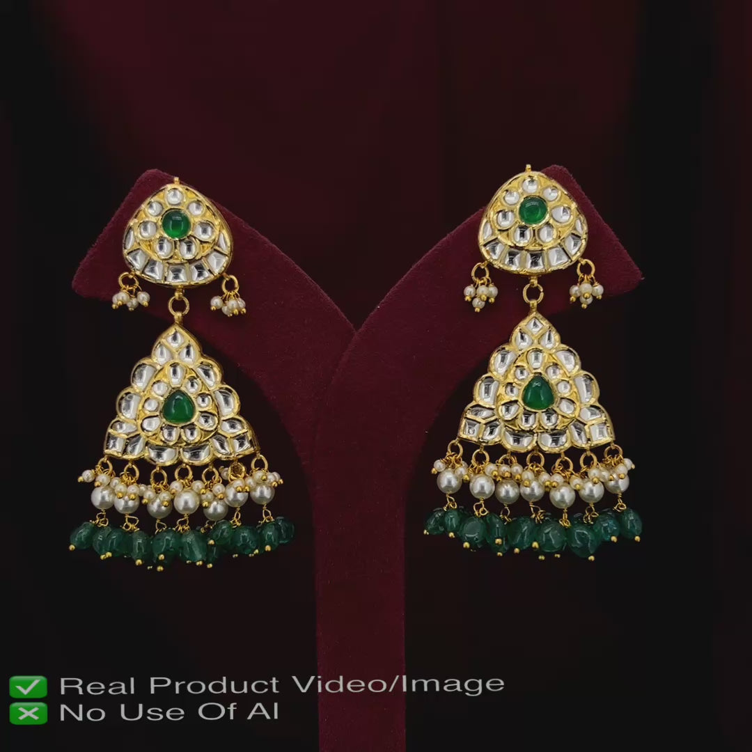 18 Karat HUID Hallmarked Gold Polki Earrings