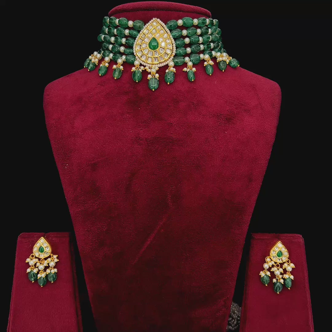 Emerald Drop Choker Set