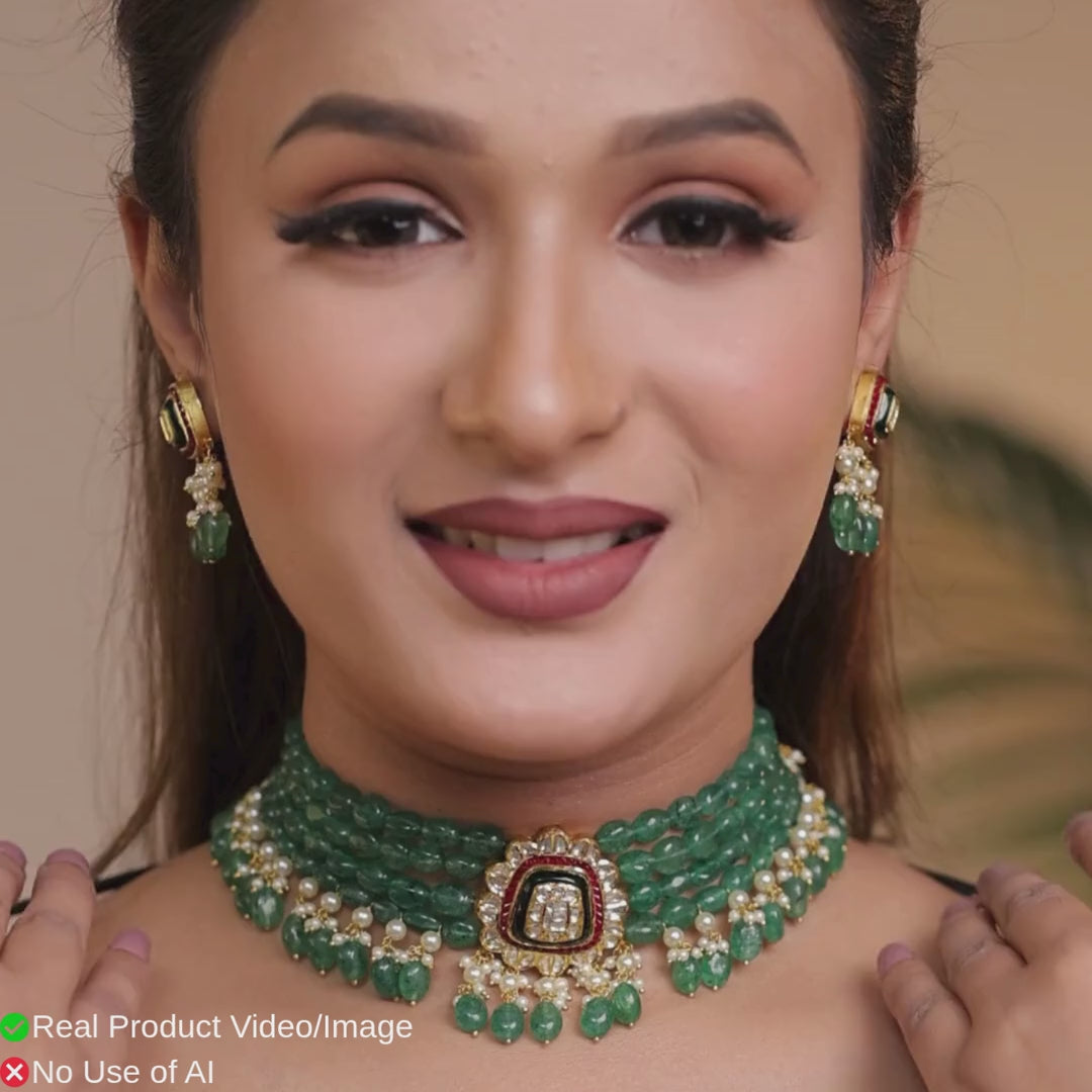 Natural Diamond Polki Necklace Sets with Traditional Craftsmanship