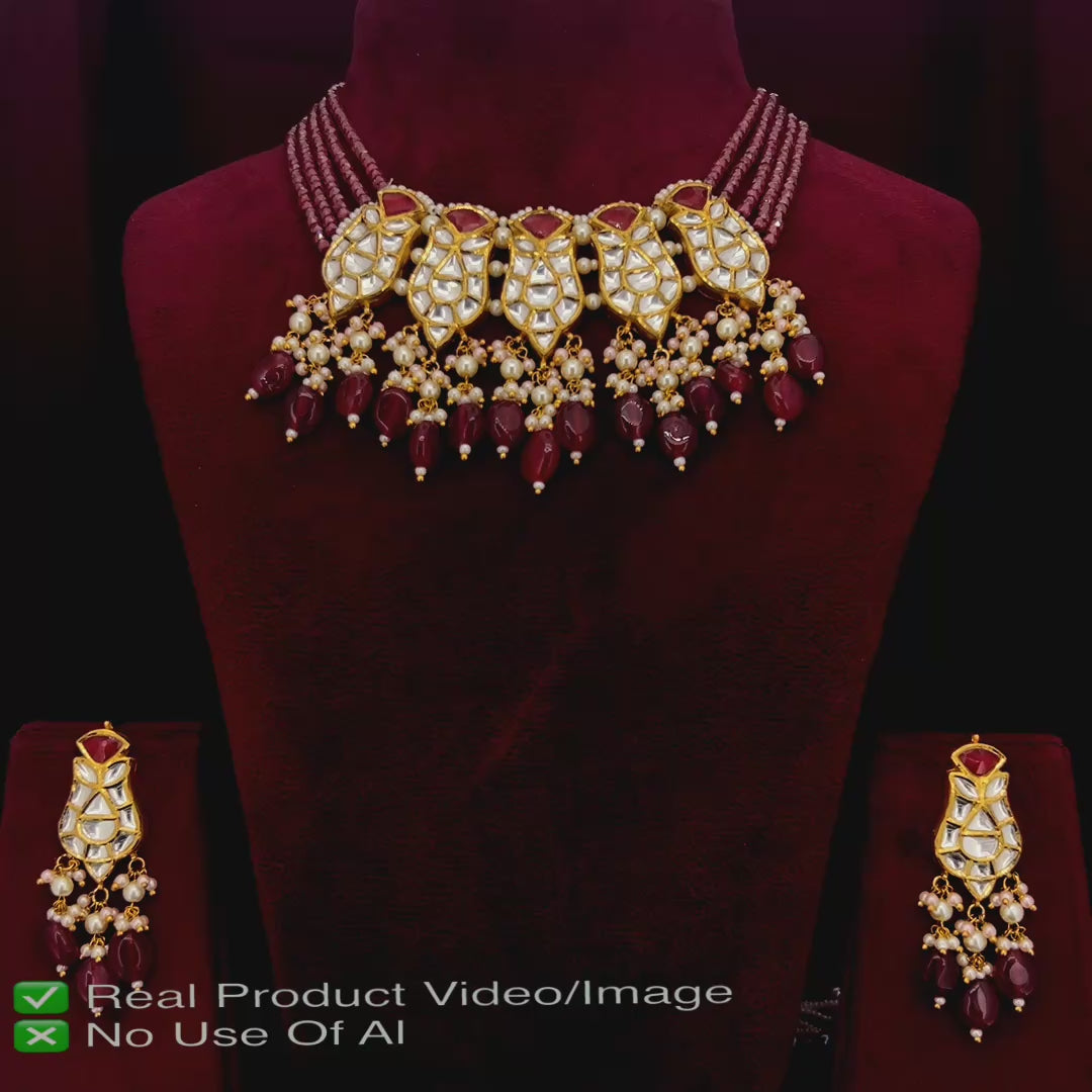 18 Karat Gold Natural Diamond Polki Necklace Sets