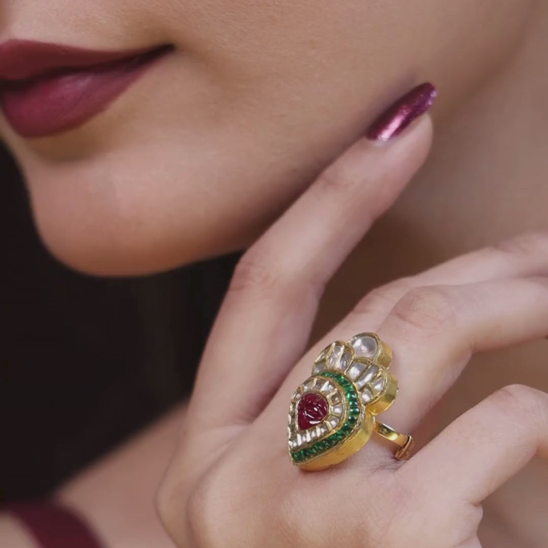 Designer Polki Diamond Rings in 18K Gold
