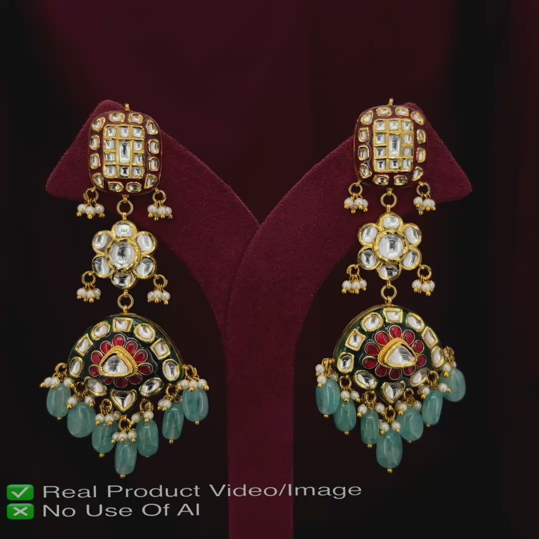 Heritage Gold Polki Earrings with HUID Hallmark
