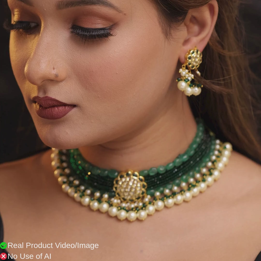 18 Karat Gold Natural Diamond Polki Necklace Sets