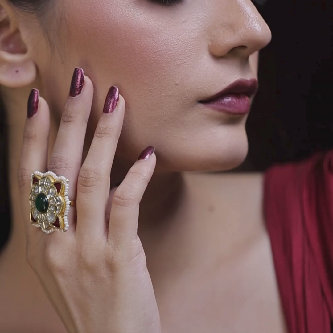 Classic Polki Diamond Ring Designs Online